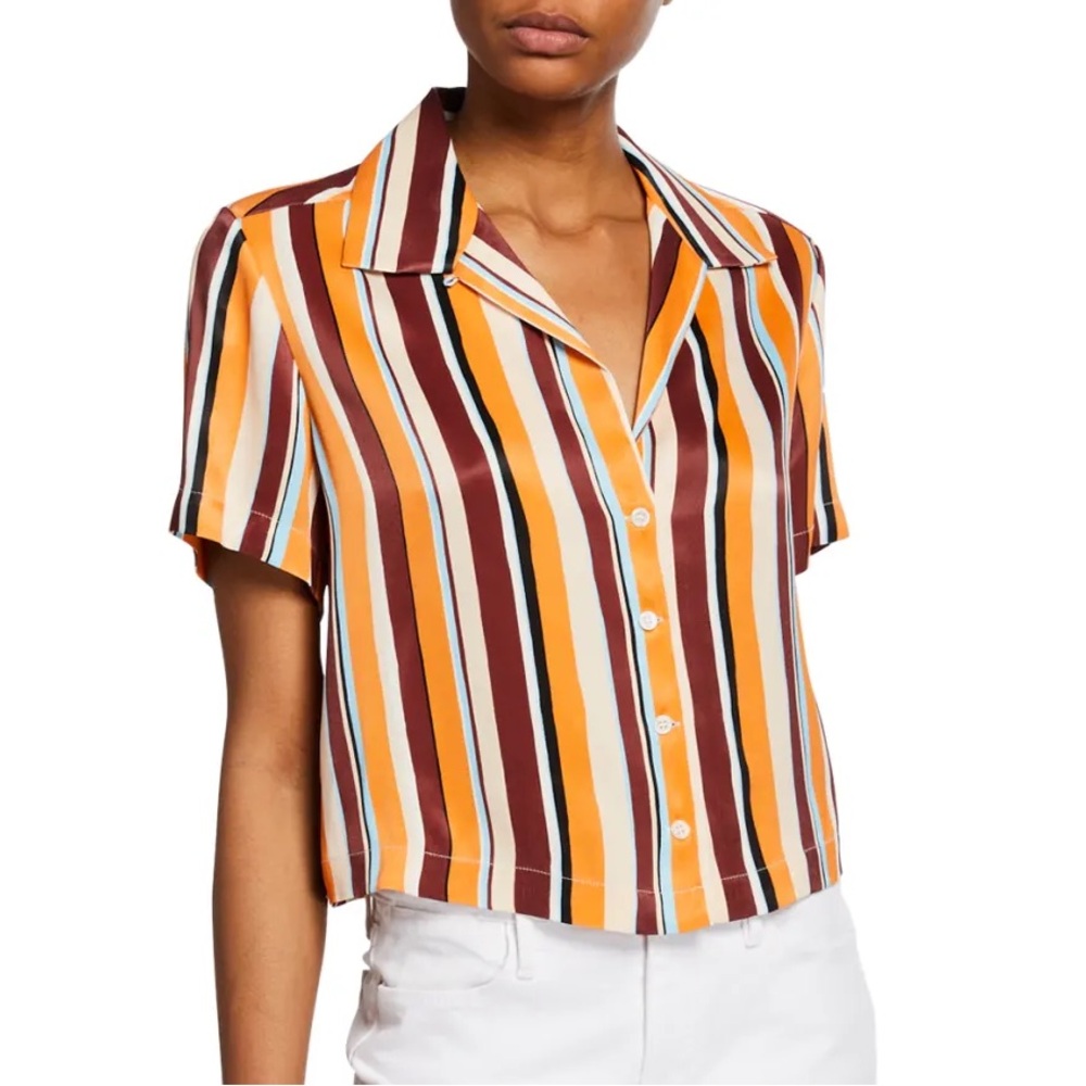 FRAME mini stripped short sleeve button up